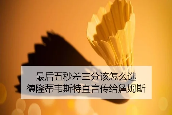 最后五秒差三分该怎么选 德隆蒂韦斯特直言传给詹姆斯 - BoyuSports